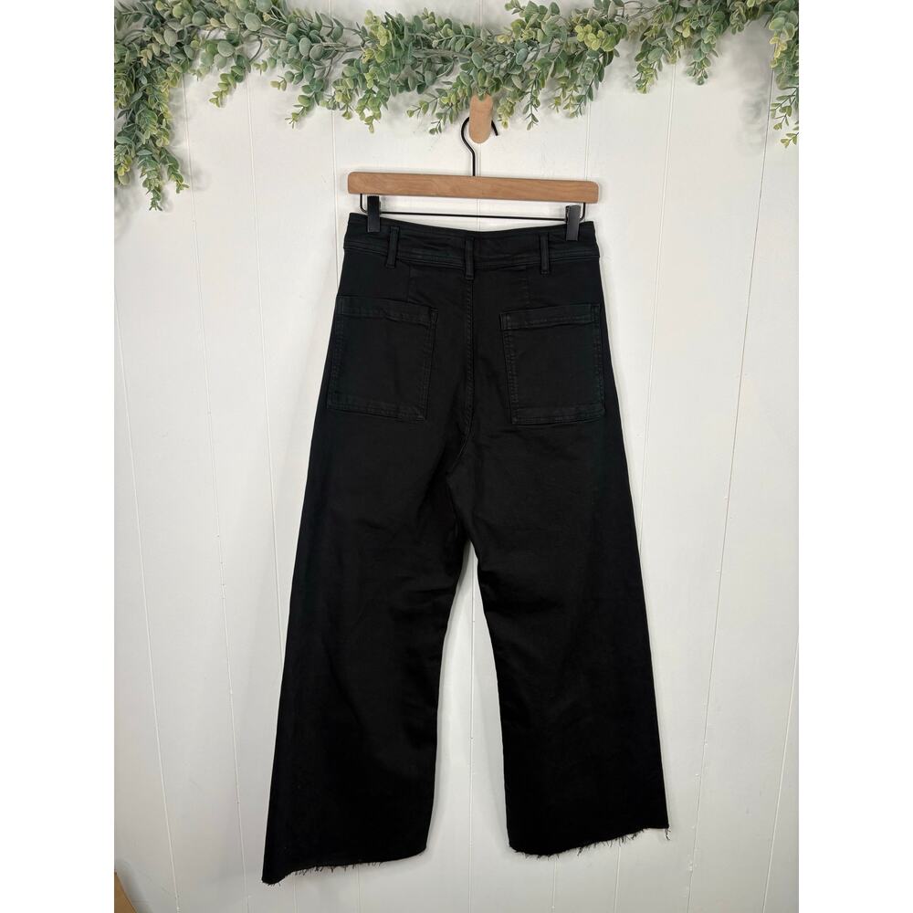 Zara Black High Rise Wide Leg Jeans Size 8 Raw Hem - Picture 6 of 8